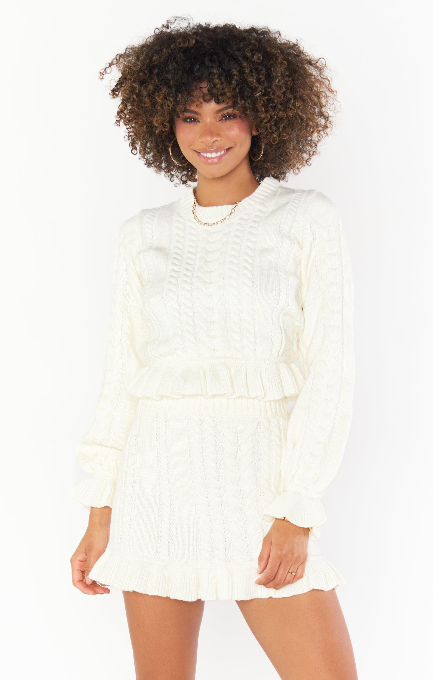 Ridley Ruffle Skirt ~ Cream Cable Knit Product Image