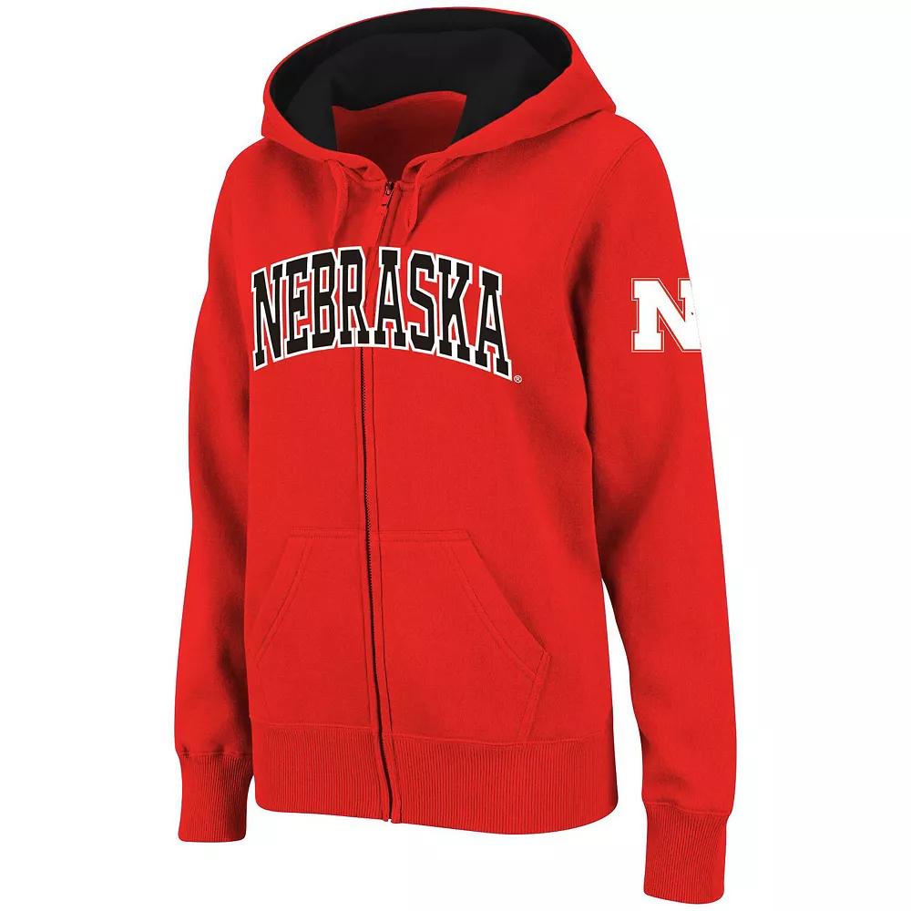 Women's Stadium Athletic Scarlet Nebraska Huskers Arched Name Full-Zip Hoodie, Size: Small, Red Product Image