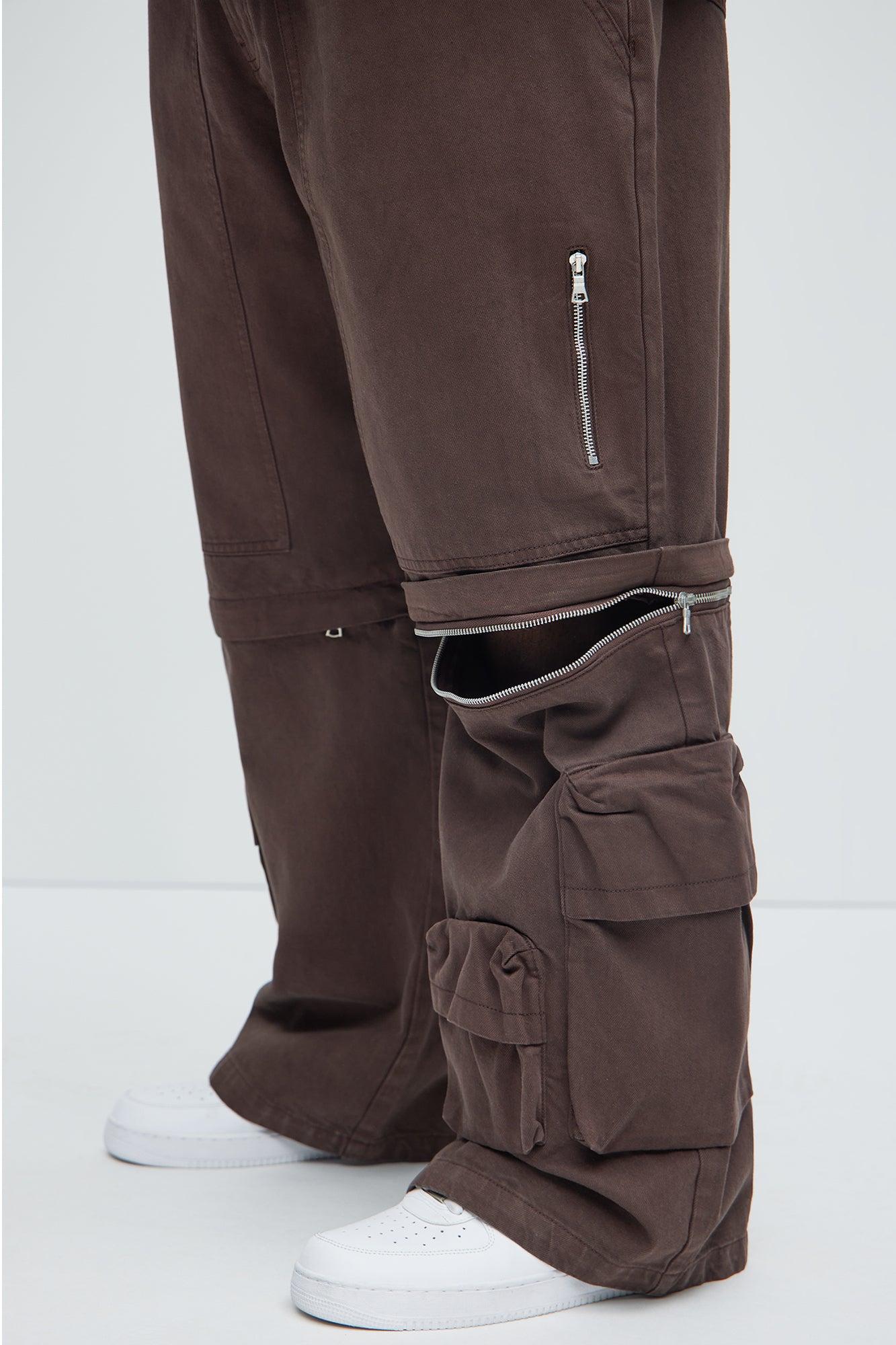 Maybe Next Time Zip Off Baggy Cargo Pants - Brown Product Image