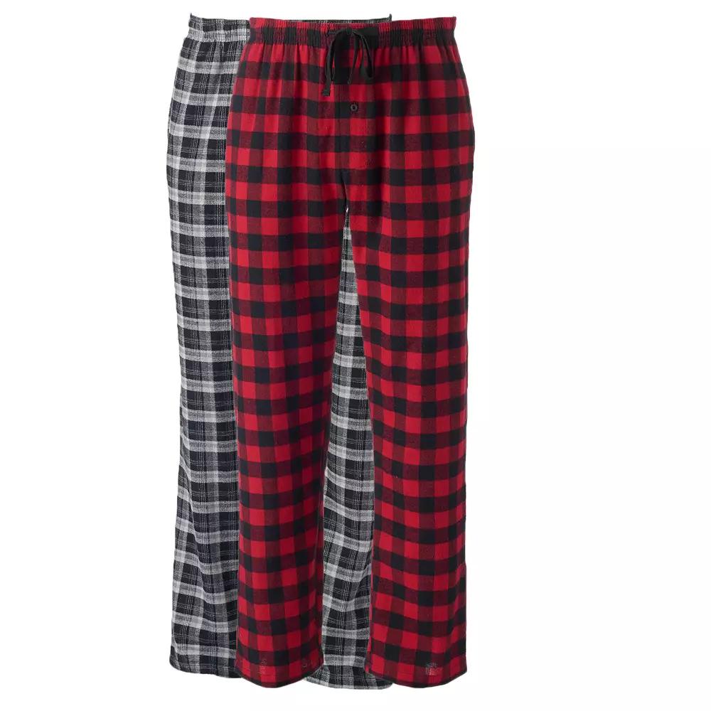 Big & Tall Hanes® 2 Pack Plaid Flannel Pajama Pants, Men's, Size: 3XLT, Red Black Plaid Product Image