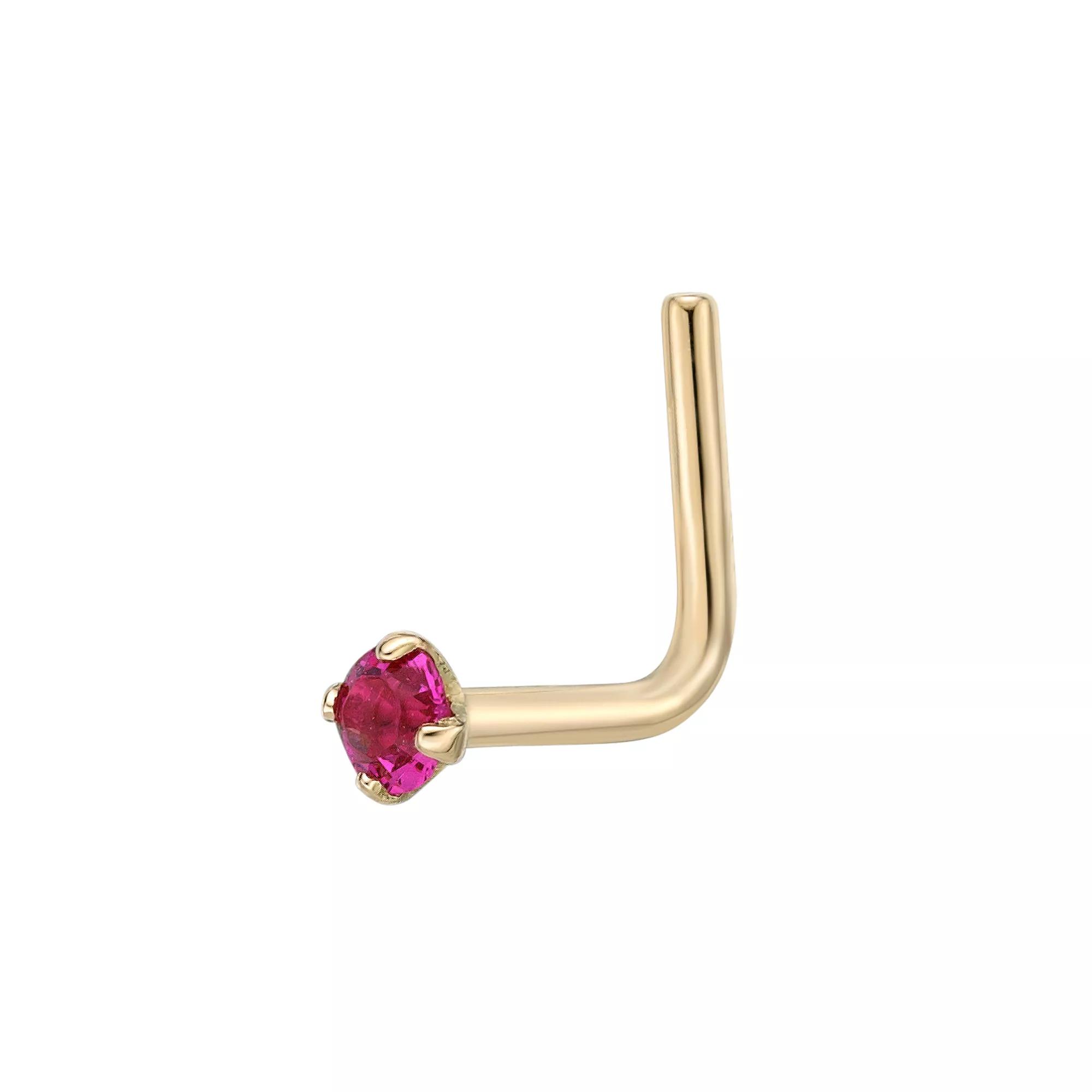 Lila Moon 10k Gold Pink Crystal Accent Nose Ring, Women's Product Image