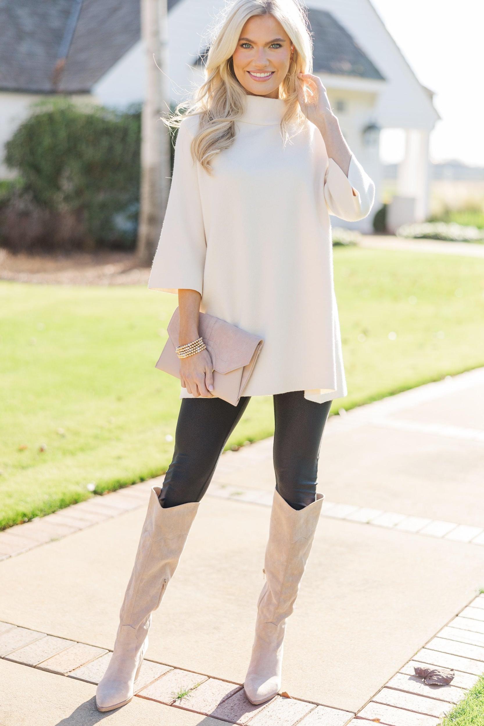 With Ease Cream Mock Neck Sweater Tunic Female Product Image