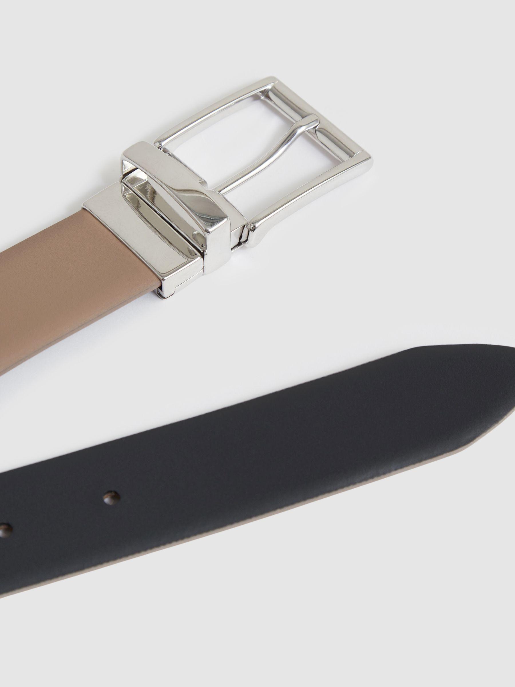 Reversible Leather Belt in Dark Stone/Navy Product Image