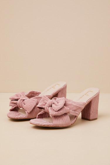 Dorothea Peach Knotted High Heel Sandals Product Image