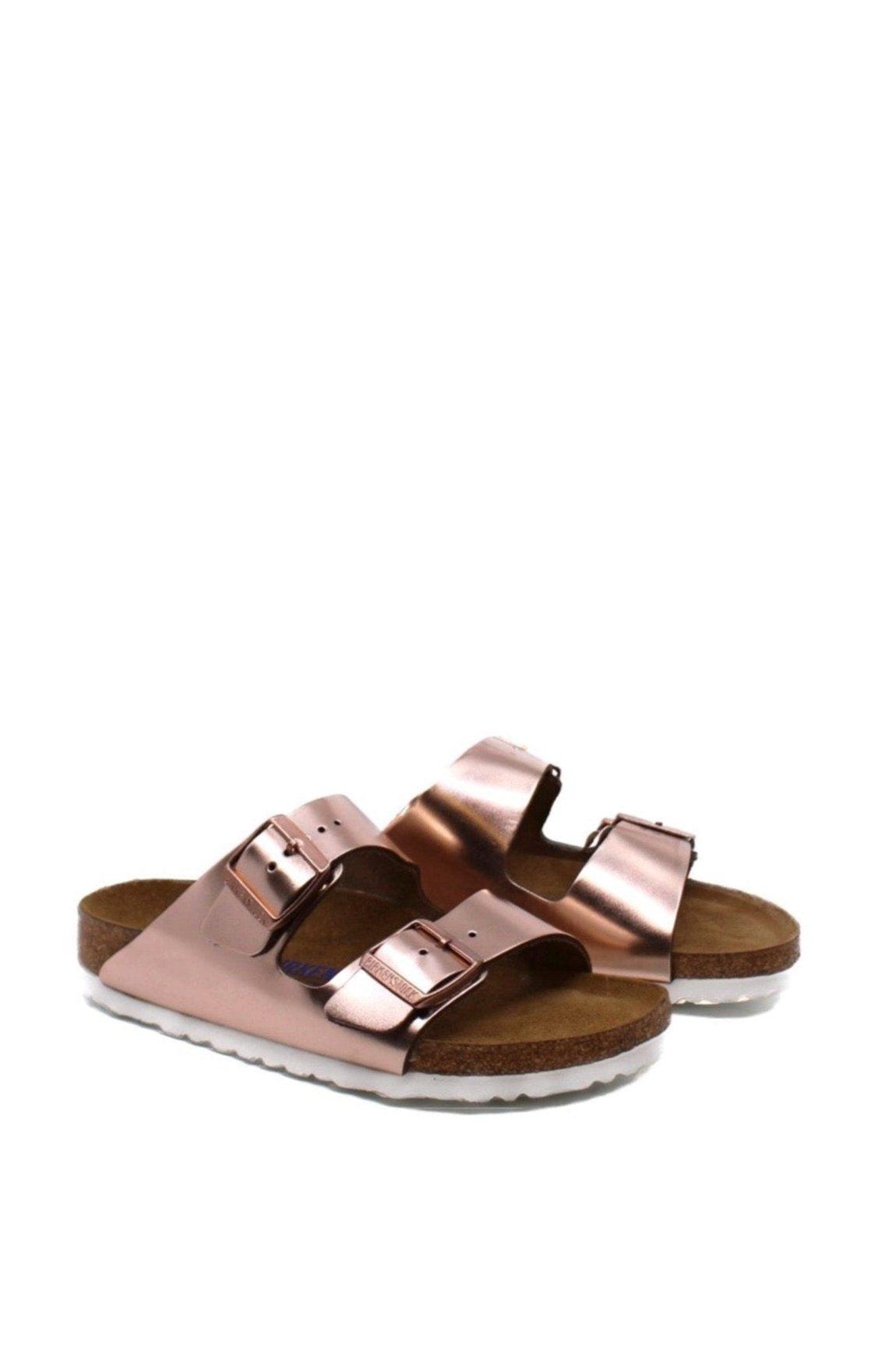 Birkenstock Arizona Metallic Copper Leather Soft Footbed Narrow Product Image