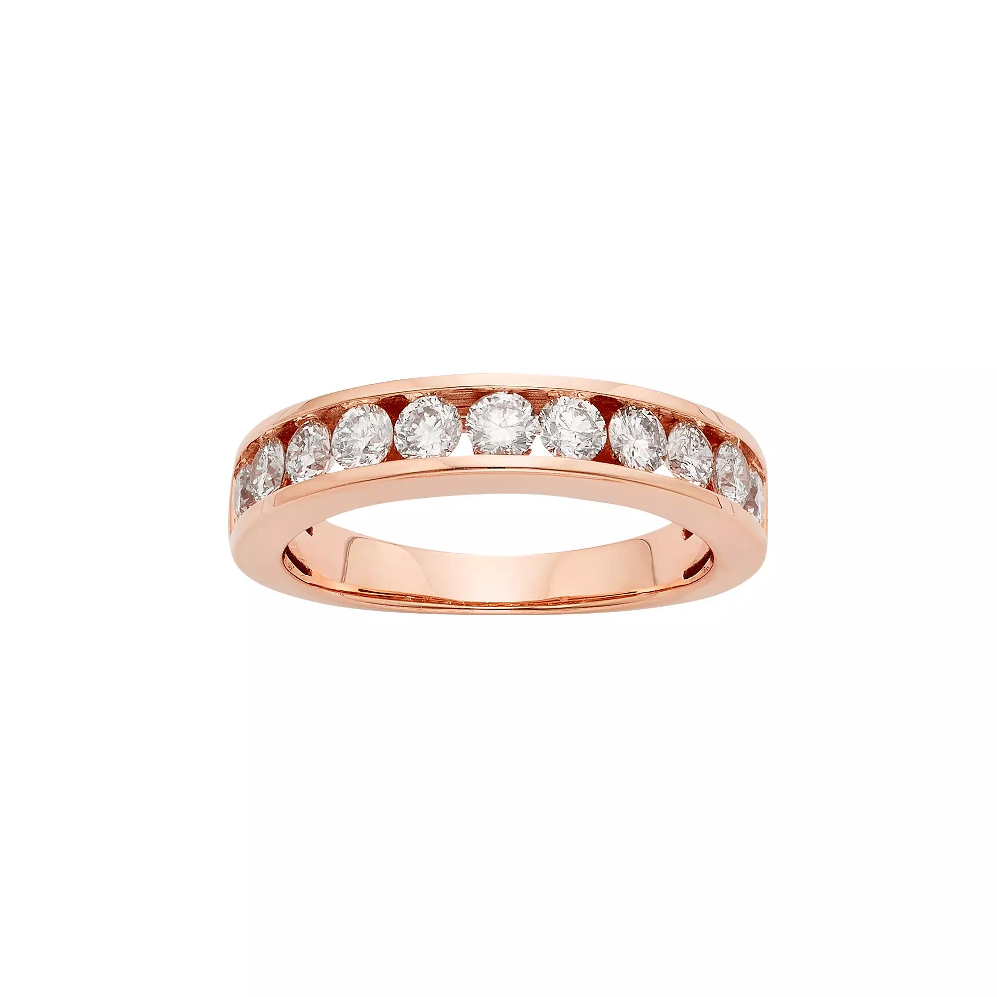 The Regal Collection 14k Rose Gold 1 Carat T.W. IGL Certified Diamond Anniversary Ring, Women's, Size: 7, 14k Pink Product Image