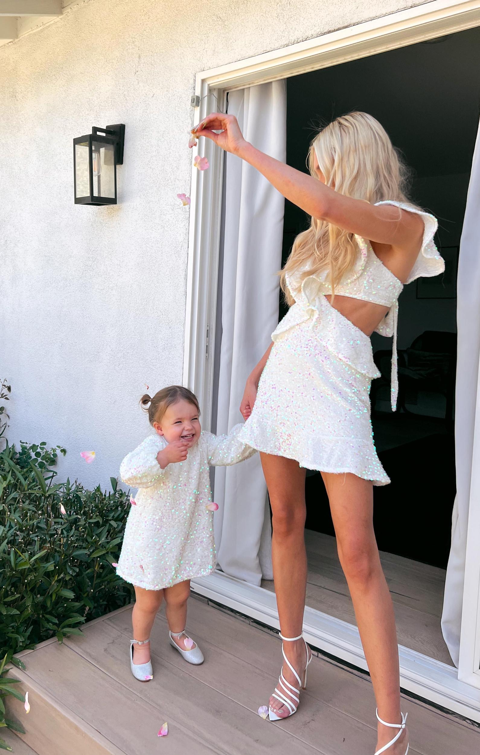 Once Upon A Time Dress ~ White Iridescent Sequins Kids Product Image