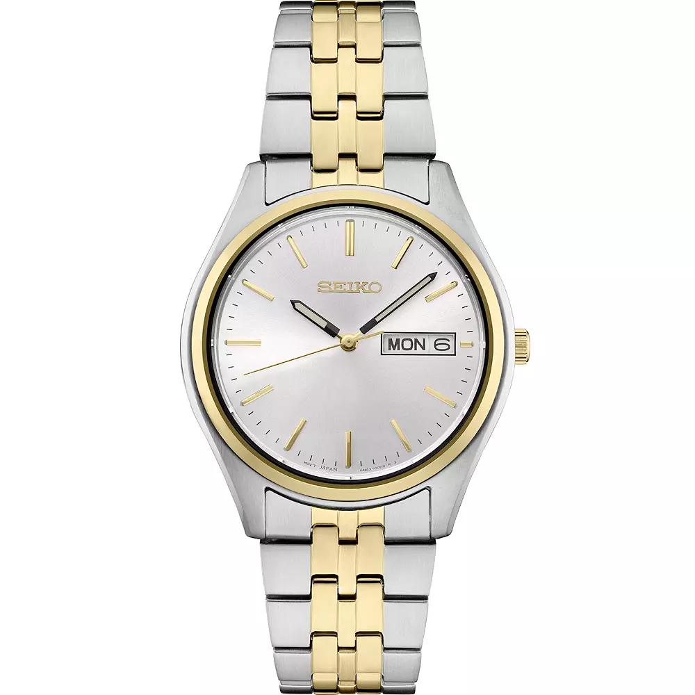 Seiko Mens Essential Two Tone White Dial Watch - SUR430 Gold Silver Product Image