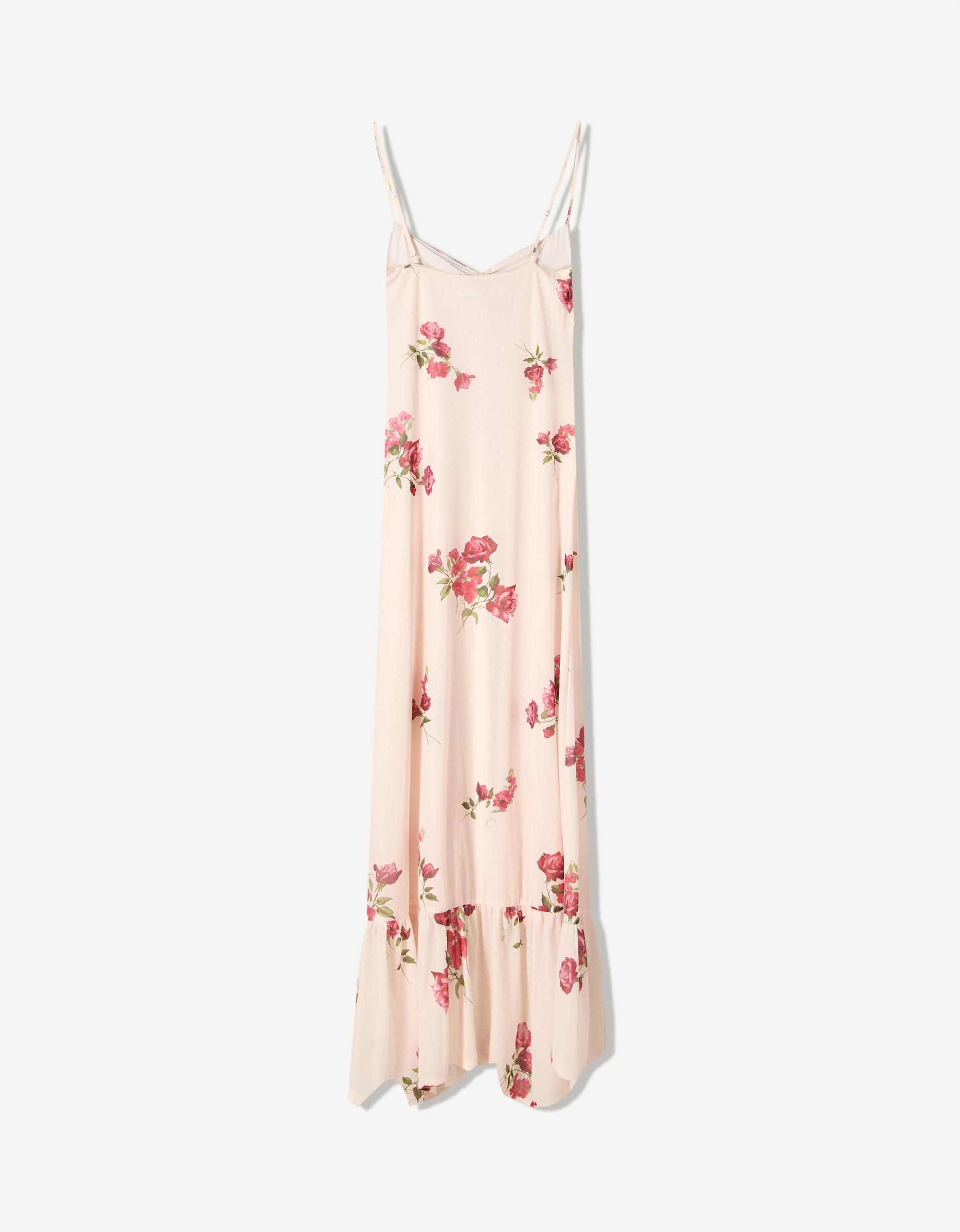 Printed strappy tulle midi dress Product Image