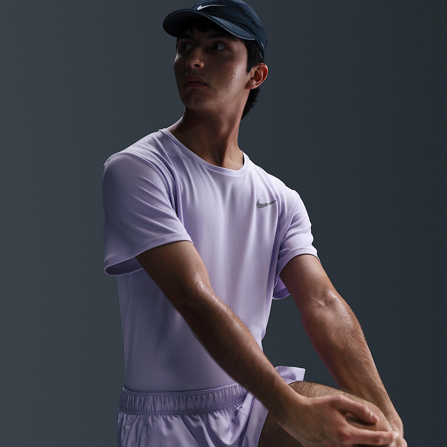 Nike Mens Miler Dri-FIT UV Short-Sleeve Running Top | DV9315-515 Product Image