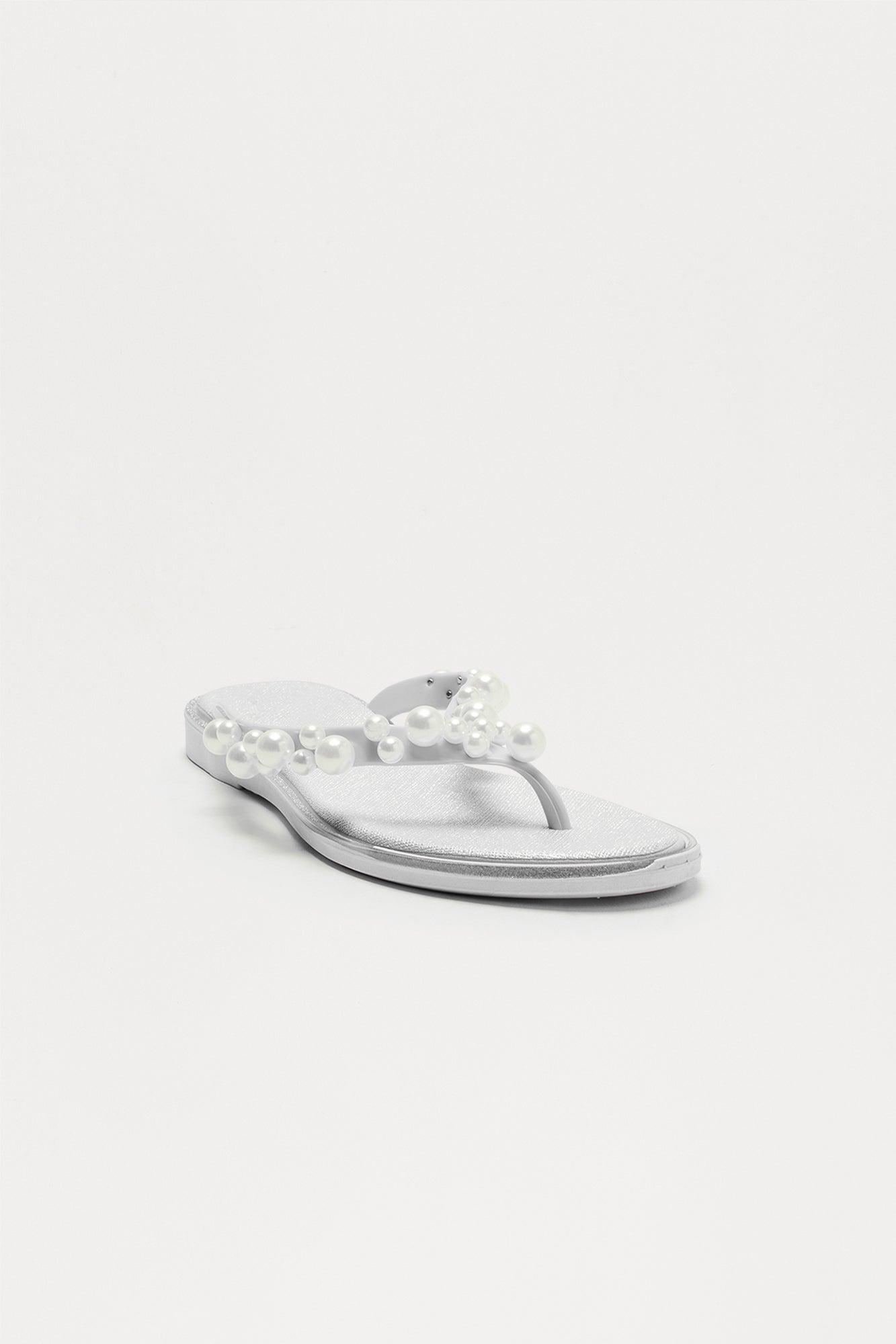 Rumie Pearl Flip Flops - White Product Image