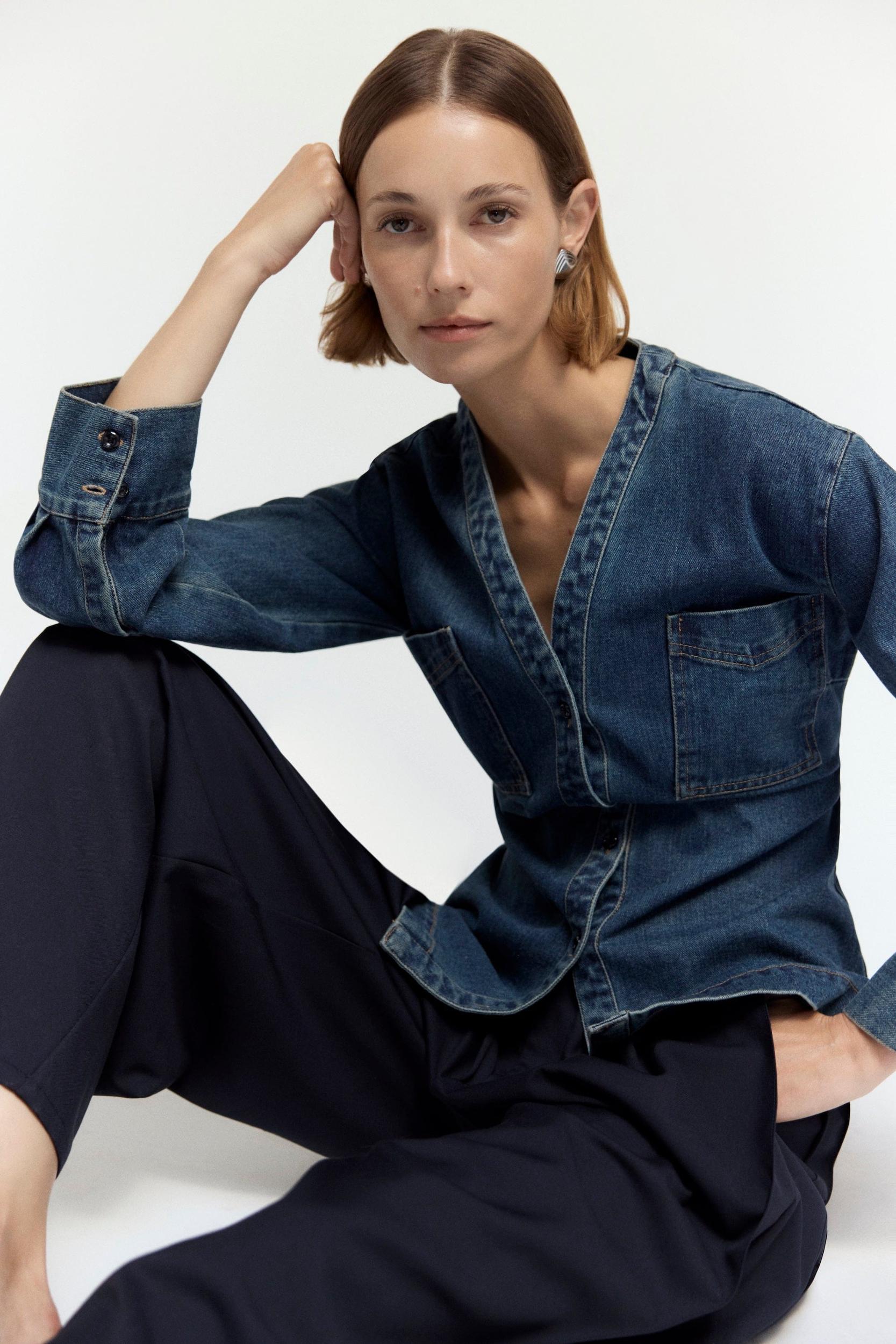 Emmett Structured-Sleeve Denim Jacket Product Image