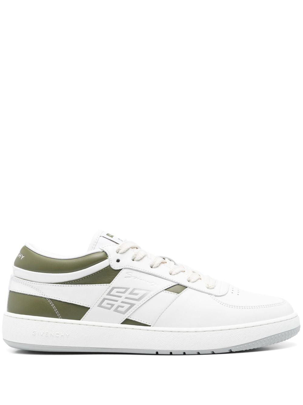 GIVENCHY Leather Sneakers With Rubber Sole And Panelled Design In White Product Image