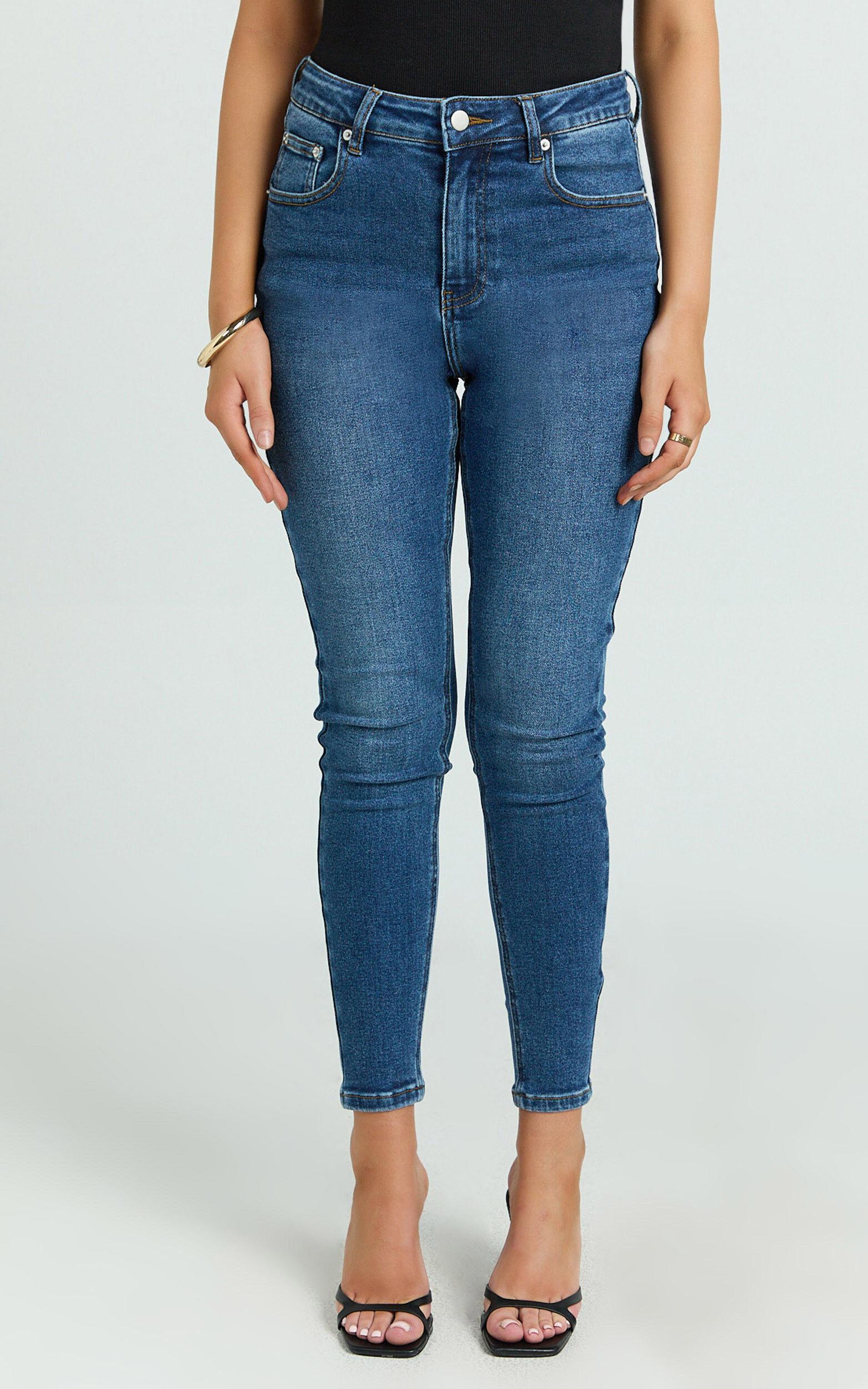 Duffy Jeans - High Waisted Super Stretch Skinny Denim Jeans in Dark Blue Wash Product Image
