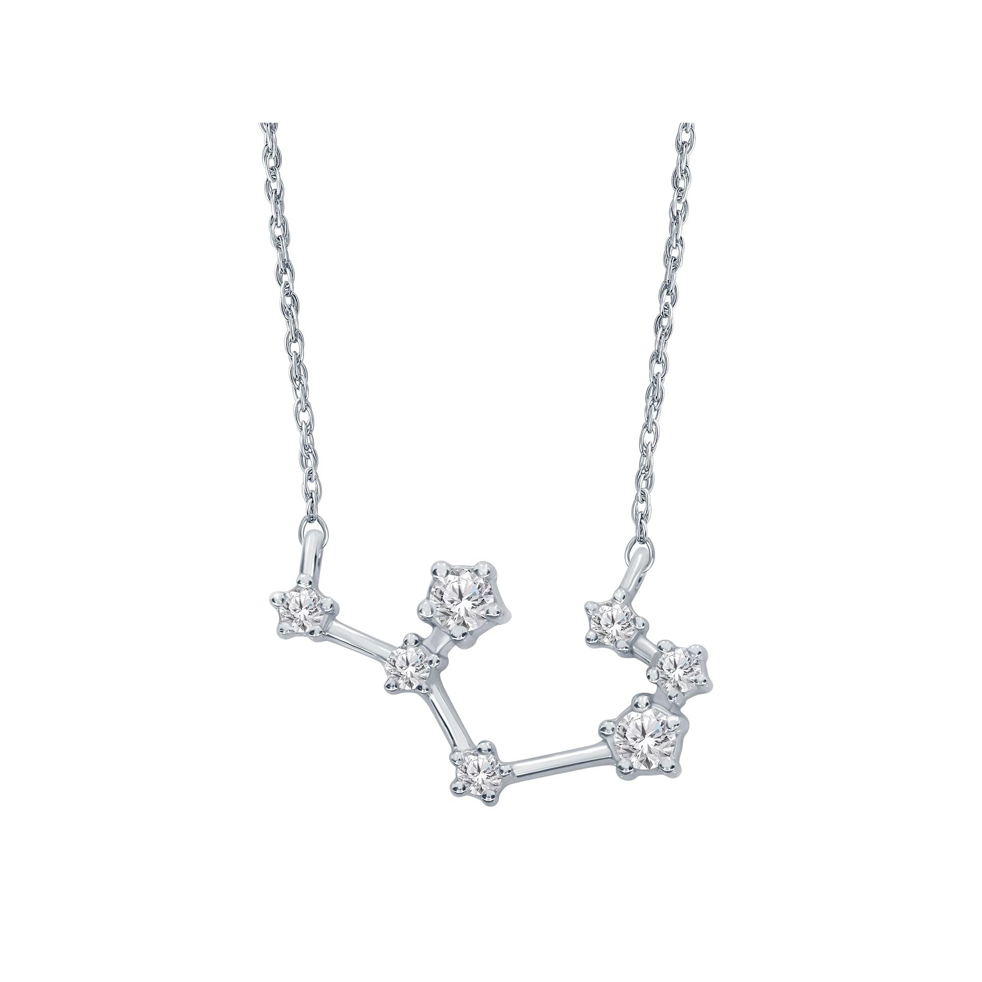 Sterling Silver 1/5 Carat T.W. Diamond Constellation Necklace, Women's, Size: 18", Scorpio Product Image