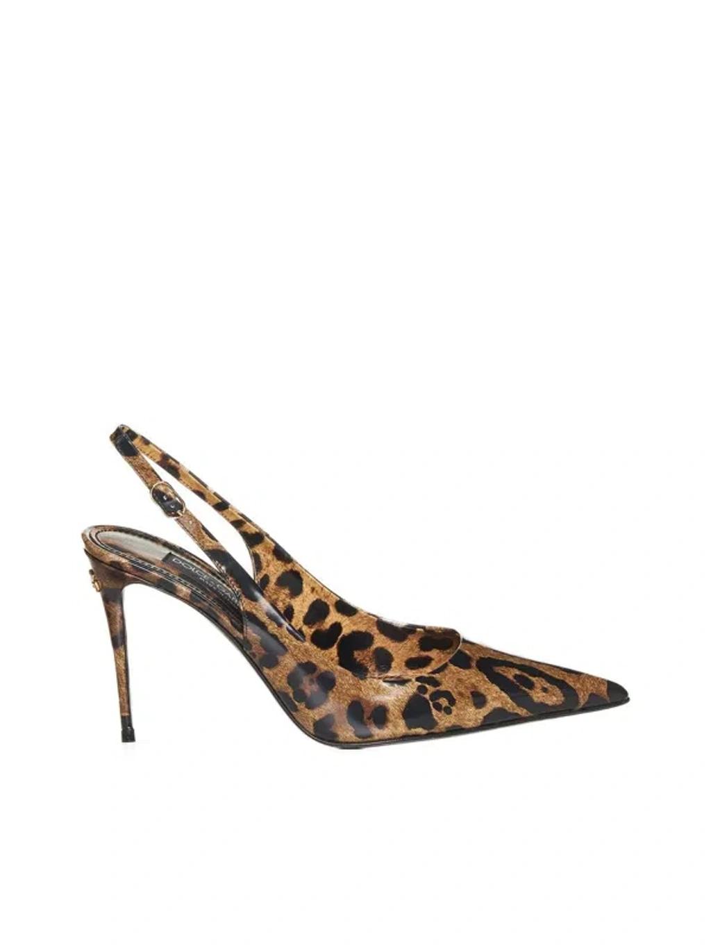 DOLCE & GABBANA Luxurious Leopard Printed Slingback Pumps For Women In Lavender Product Image