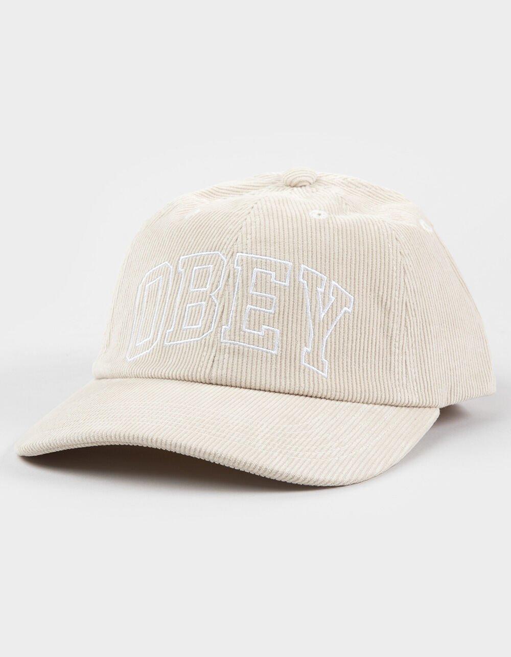 OBEY University 6 Panel Corduroy Strapback Hat - BLACK Product Image