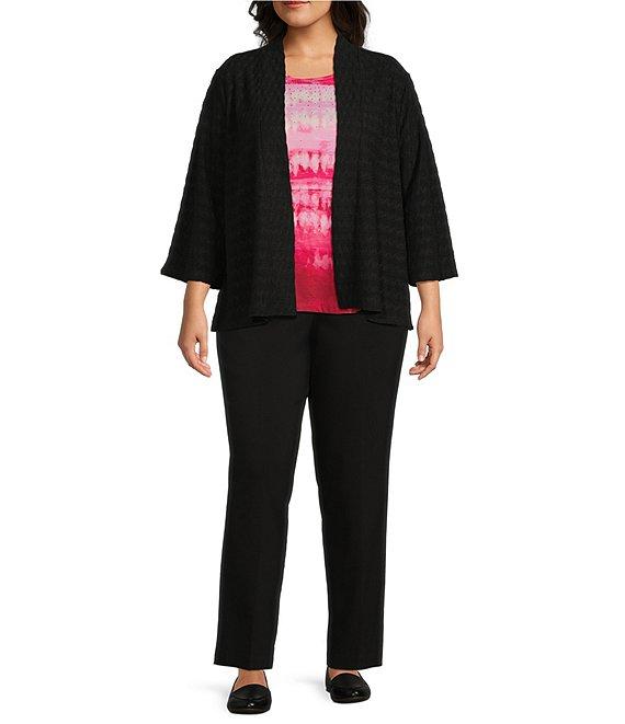 Allison Daley Plus Size 3/4 Sleeve Open-Front Wave Knit Cardigan Product Image