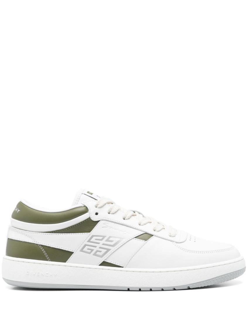 GIVENCHY Leather Sneakers With Rubber Sole And Panelled Design In White Product Image