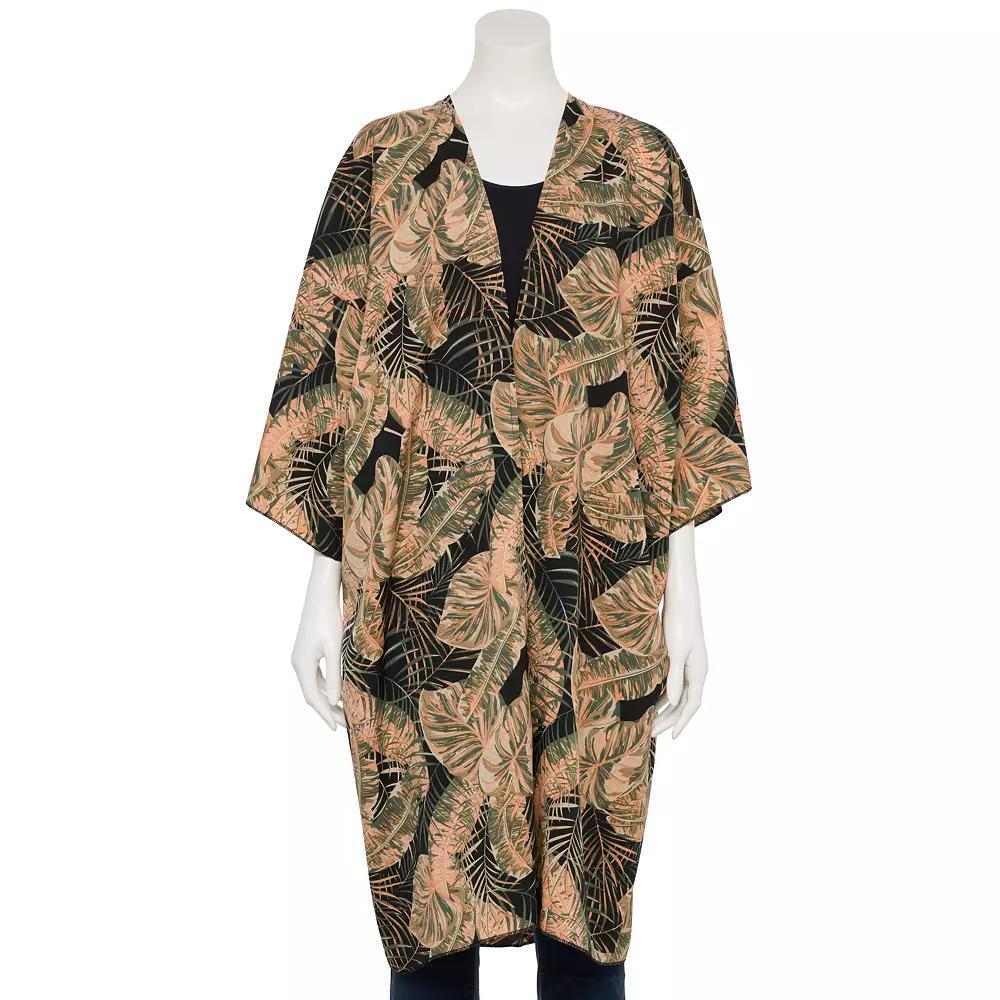 Women's Couture Gems Safari Print Kimono, Black Product Image