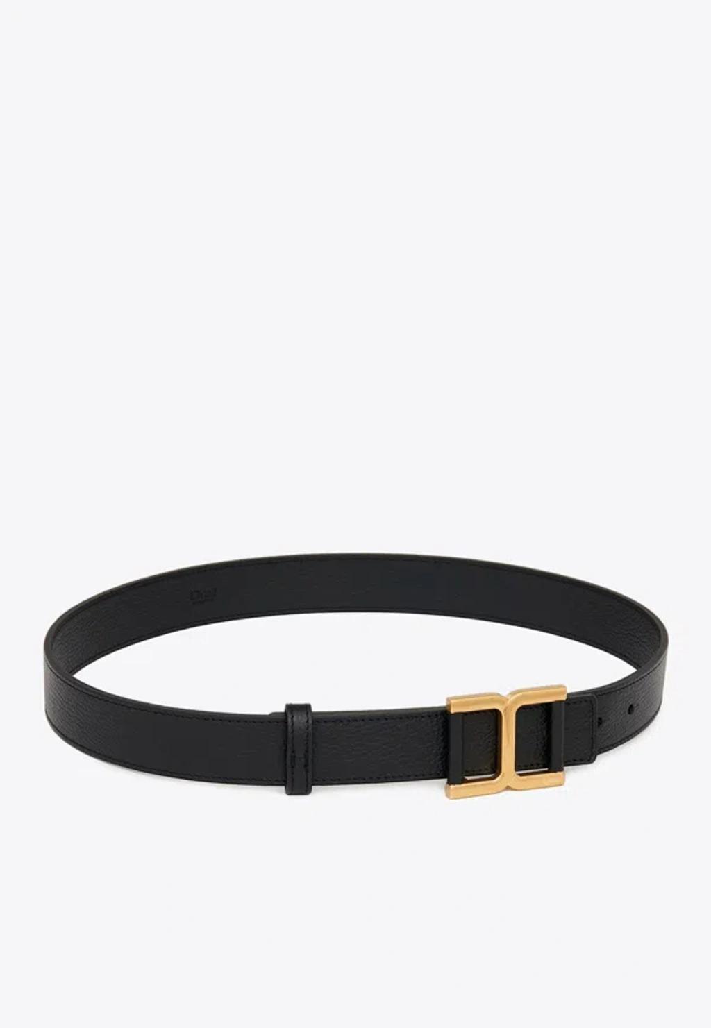 CHLOÉ Chloe Marcie Small Leather Belt In Black Product Image