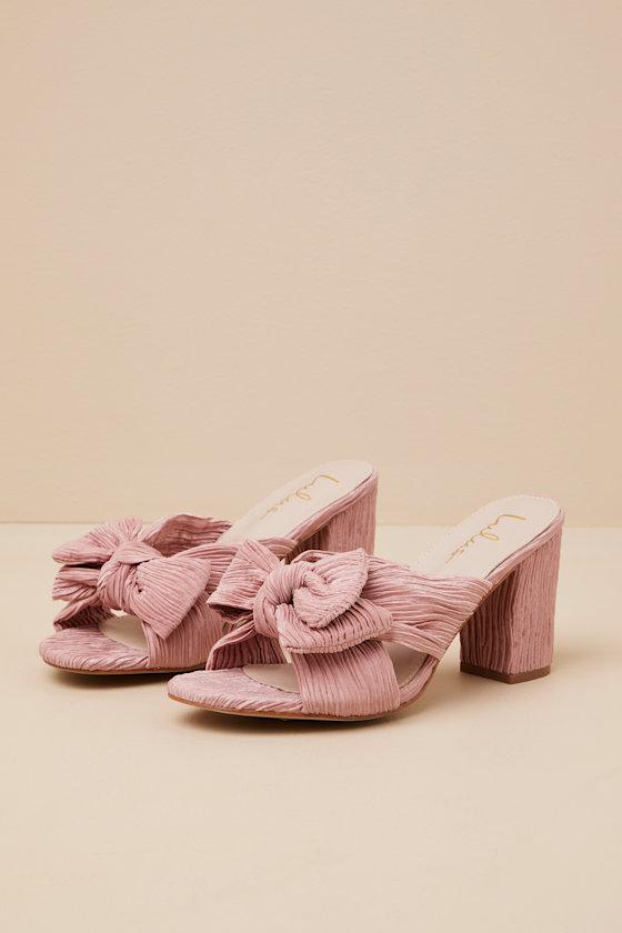 Dorothea Peach Knotted High Heel Sandals Product Image