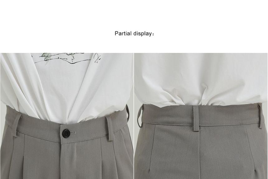 High Waist Plain Straight Leg Pants Product Image