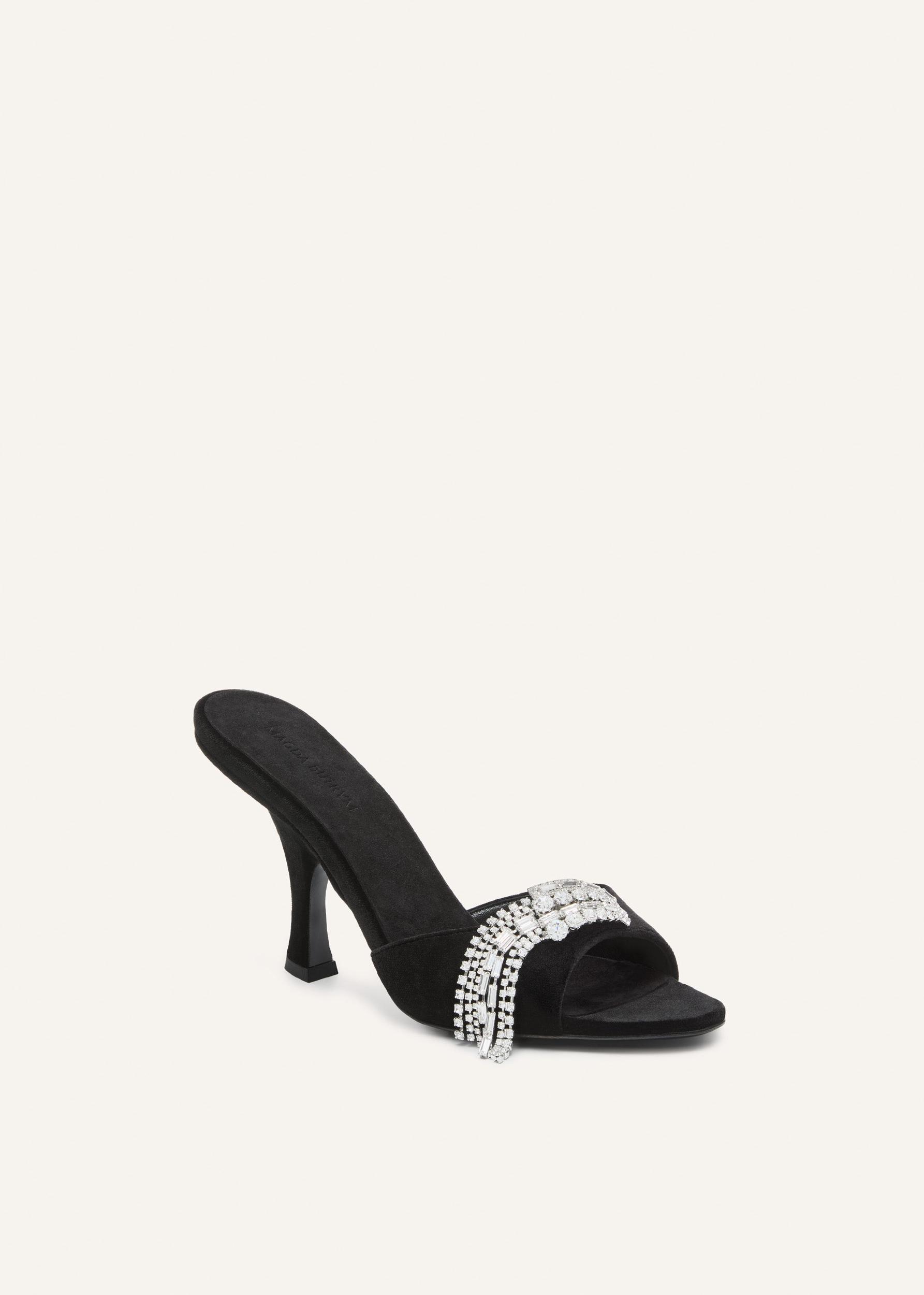 Crystal-embellished mules in black suede Product Image