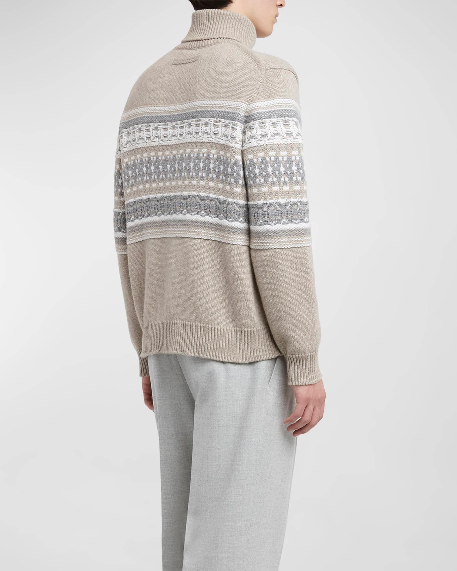 Men's Cashmere Jacquard Fair Isle Turtleneck Sweater Product Image