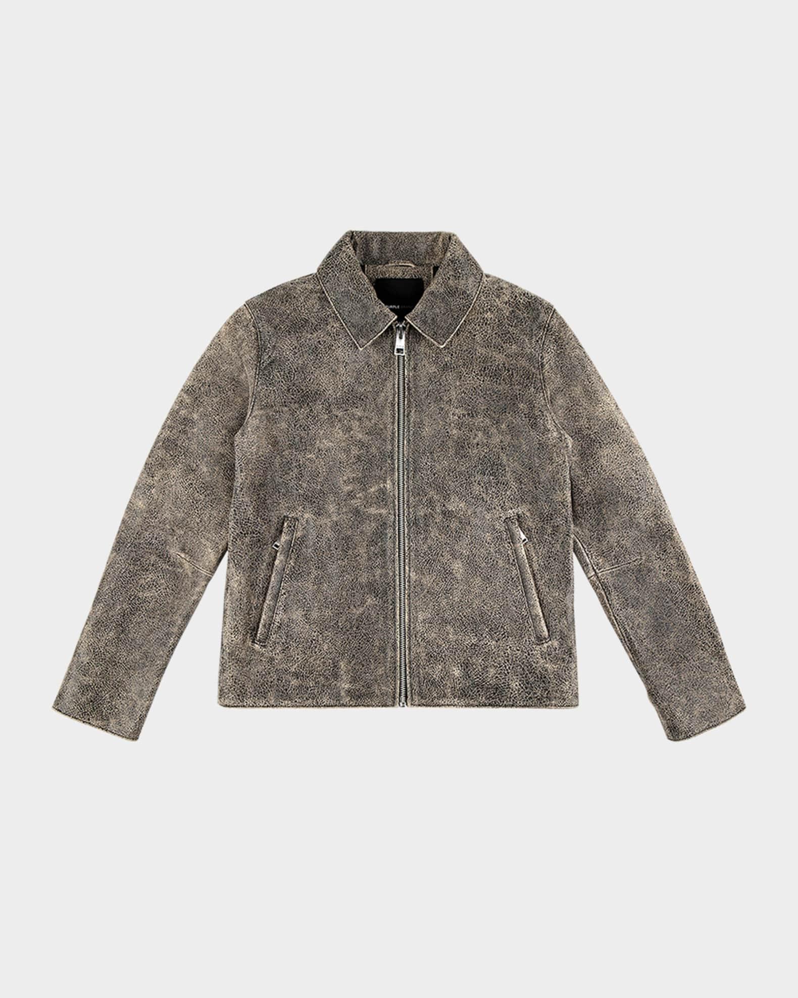 Men's Leather Zip-Front Jacket Product Image