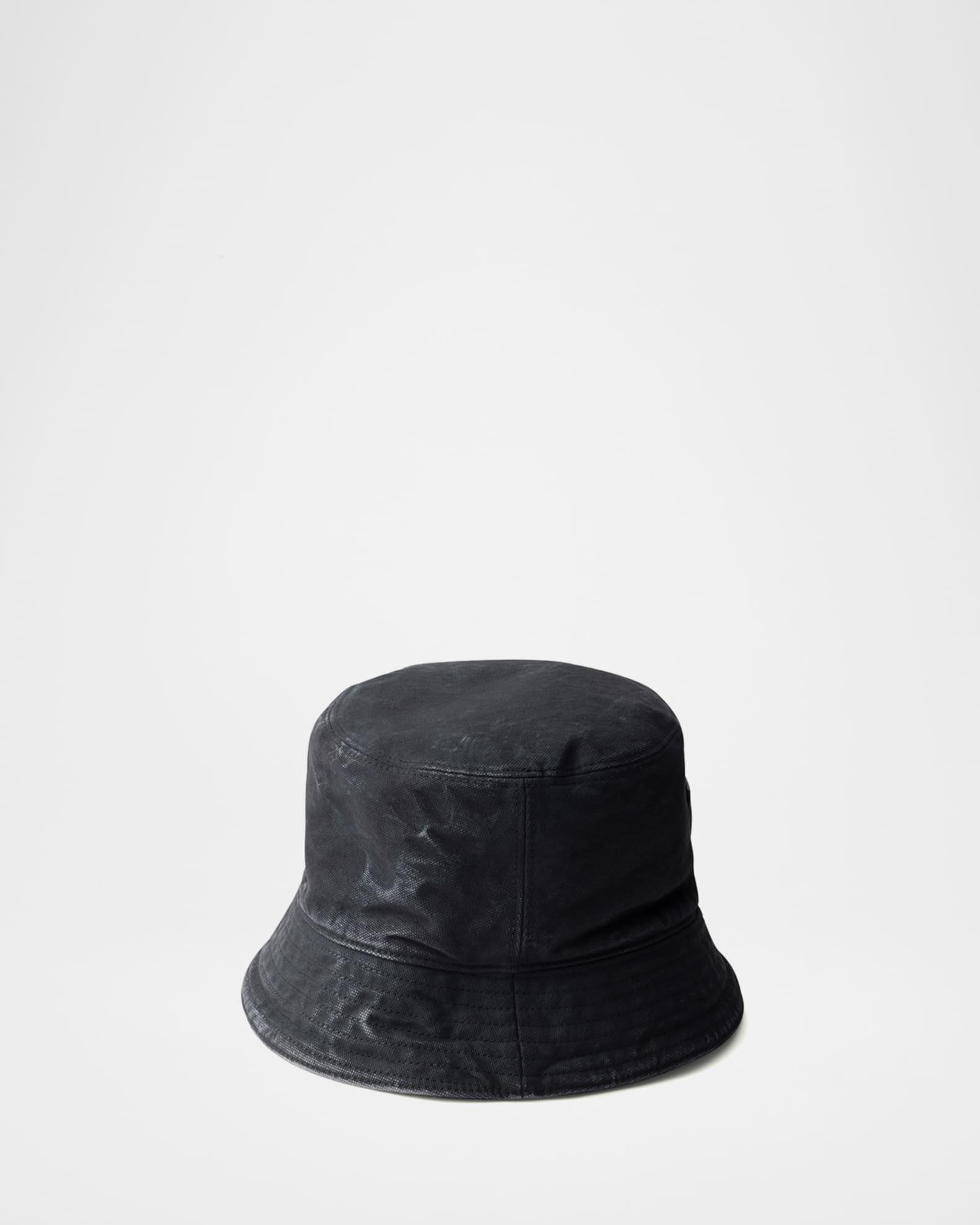 Men's Canvas Bucket Hat with Leather Logo Product Image