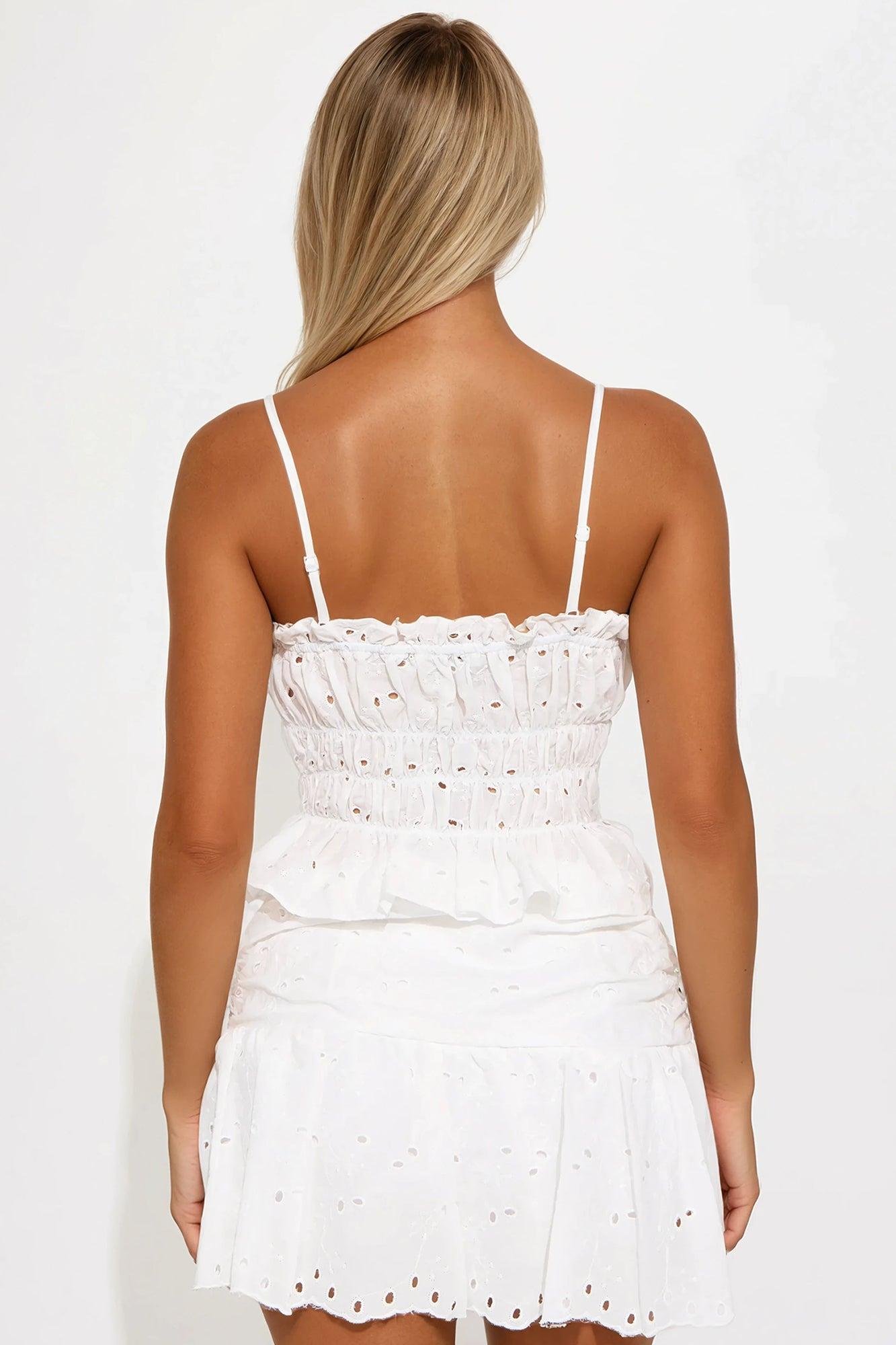 Sweet Harmony Eyelet Mini Skirt Set - White Product Image
