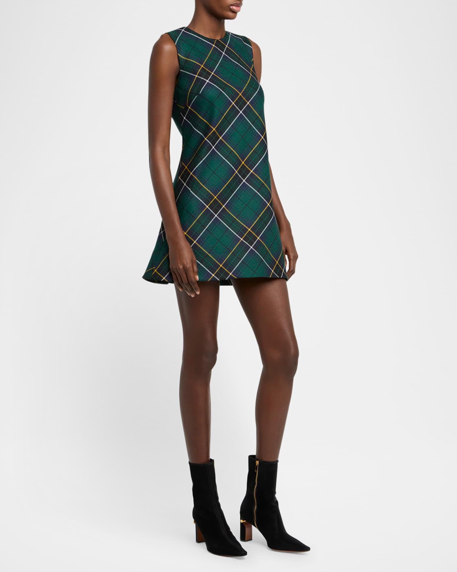 Tartan Sleeveless Flared Mini Dress Product Image