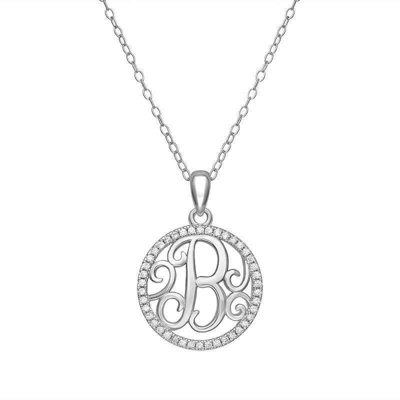 PRIMROSE Sterling Silver Cubic Zirconia Initial Pendant Necklace, Women's, Size: 18" Product Image