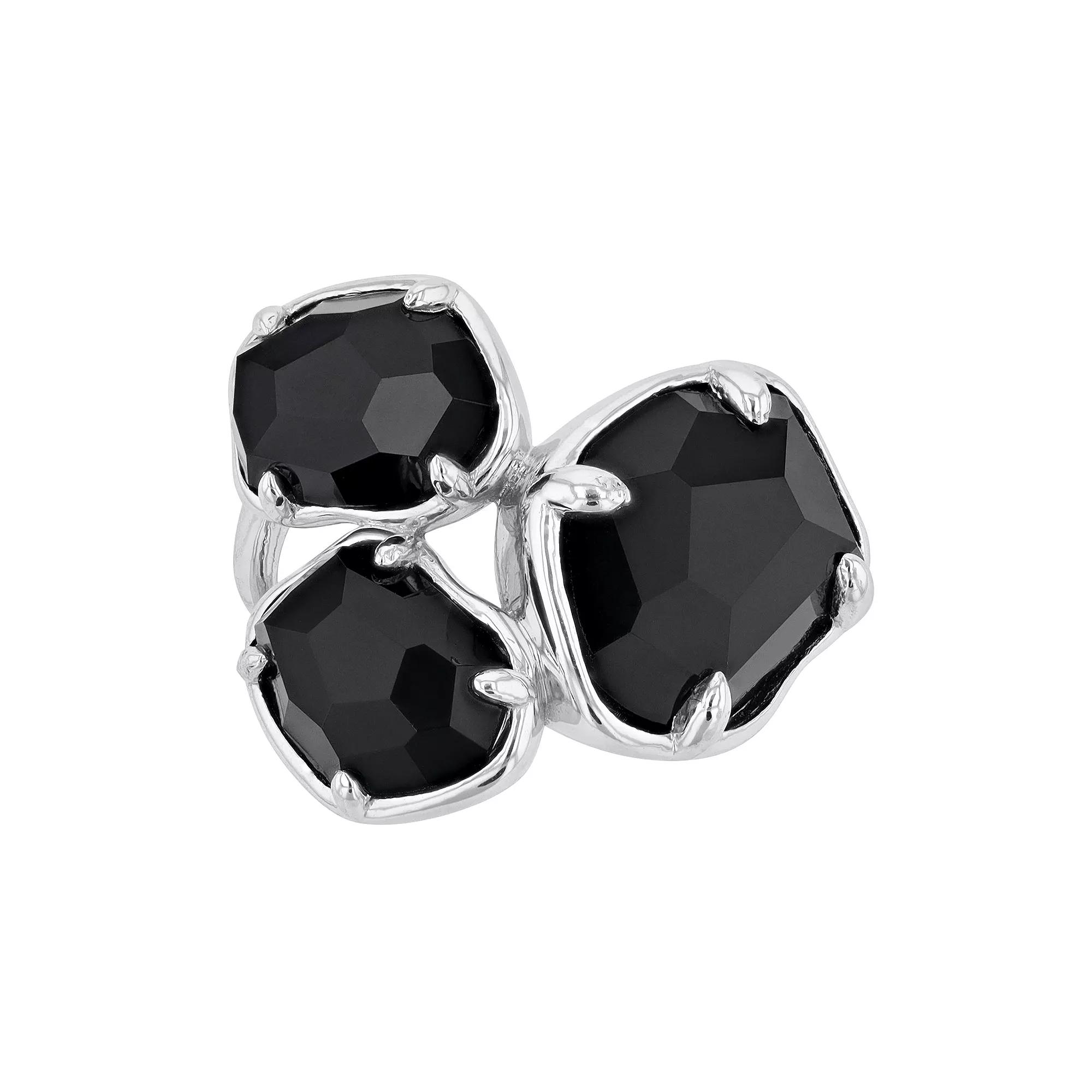 SIRI USA by TJM Sterling Silver Black Onyx 3-Stone Ring, Women's, Size: 7 Product Image