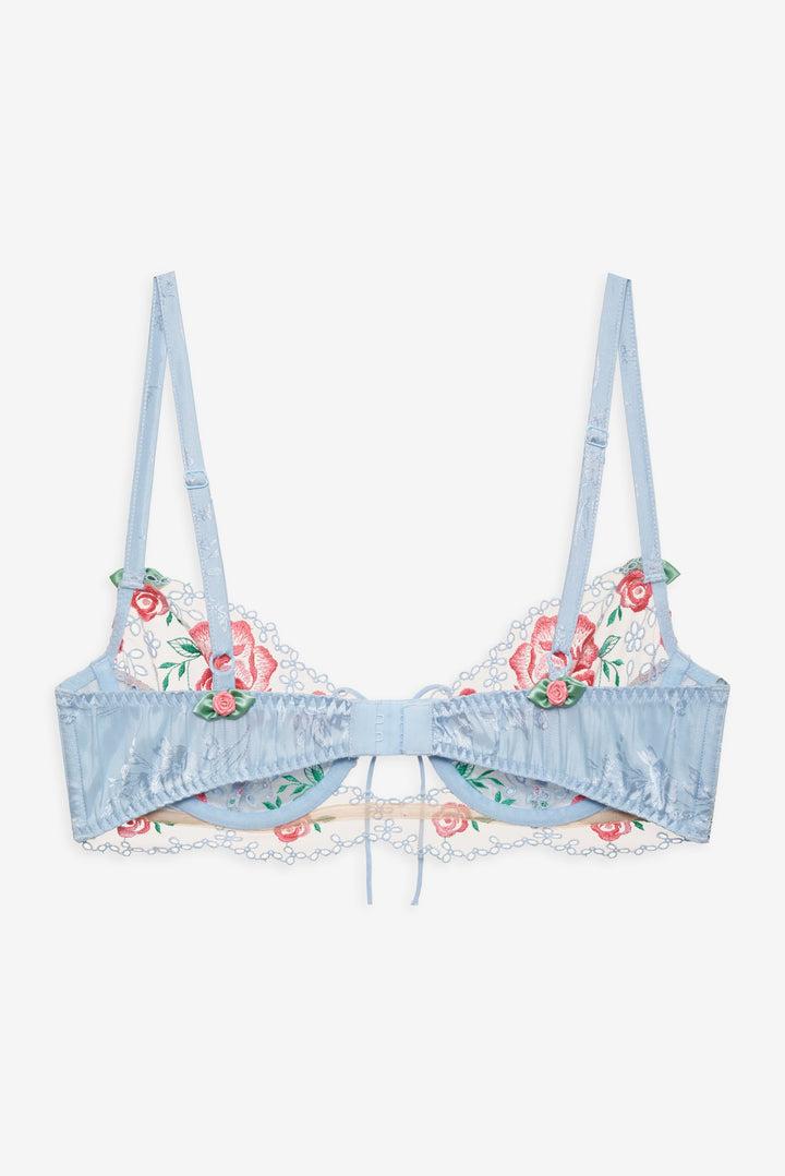 Vintage Rose Eyelet Bra — Blue Product Image