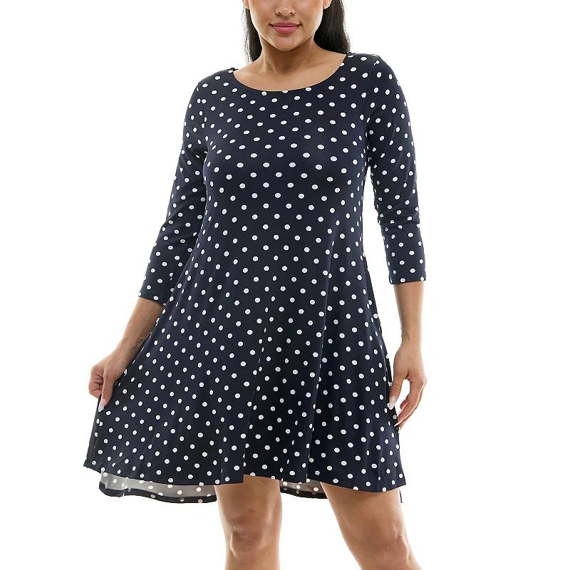 Women's Nina Leonard 3/4 Sleeve High-Low Trapeze Dress,  Product Image