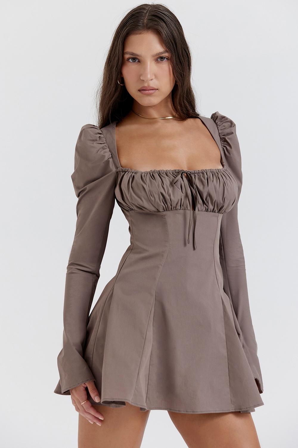 Carlina  mocha long sleeve mini dress Product Image