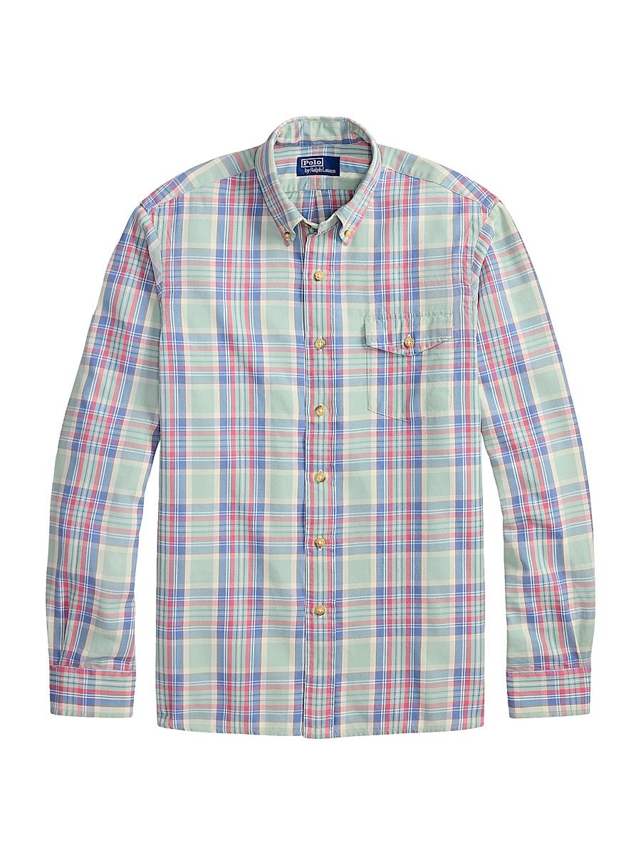 Mens Classic-Fit Plaid Twill Shirt Product Image