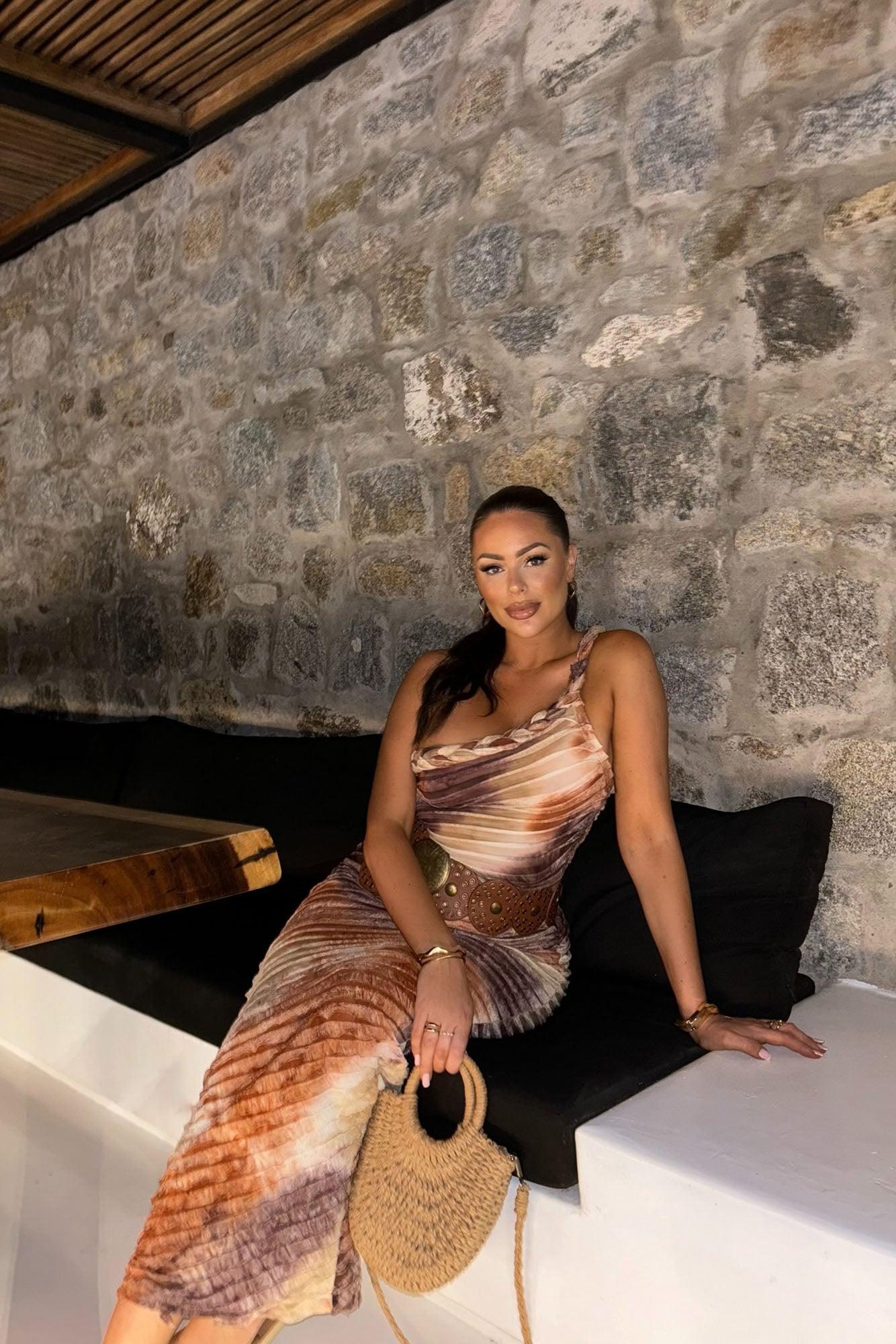 Maylee Textured Maxi Dress - Brown Combo Product Image