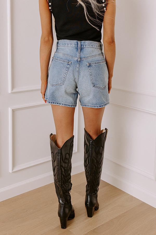 JUST USA Joy High Waist Shorts in Medium Wash Product Image