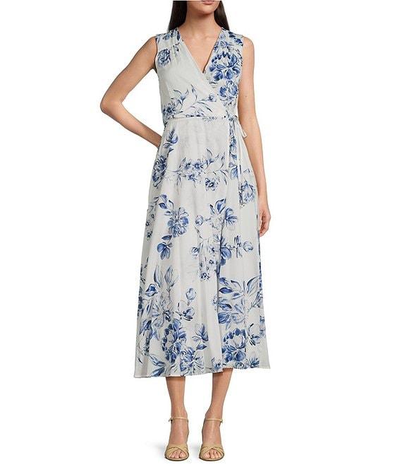 Calvin Klein Sleeveless V-Neck A-Line Midi Dress Product Image