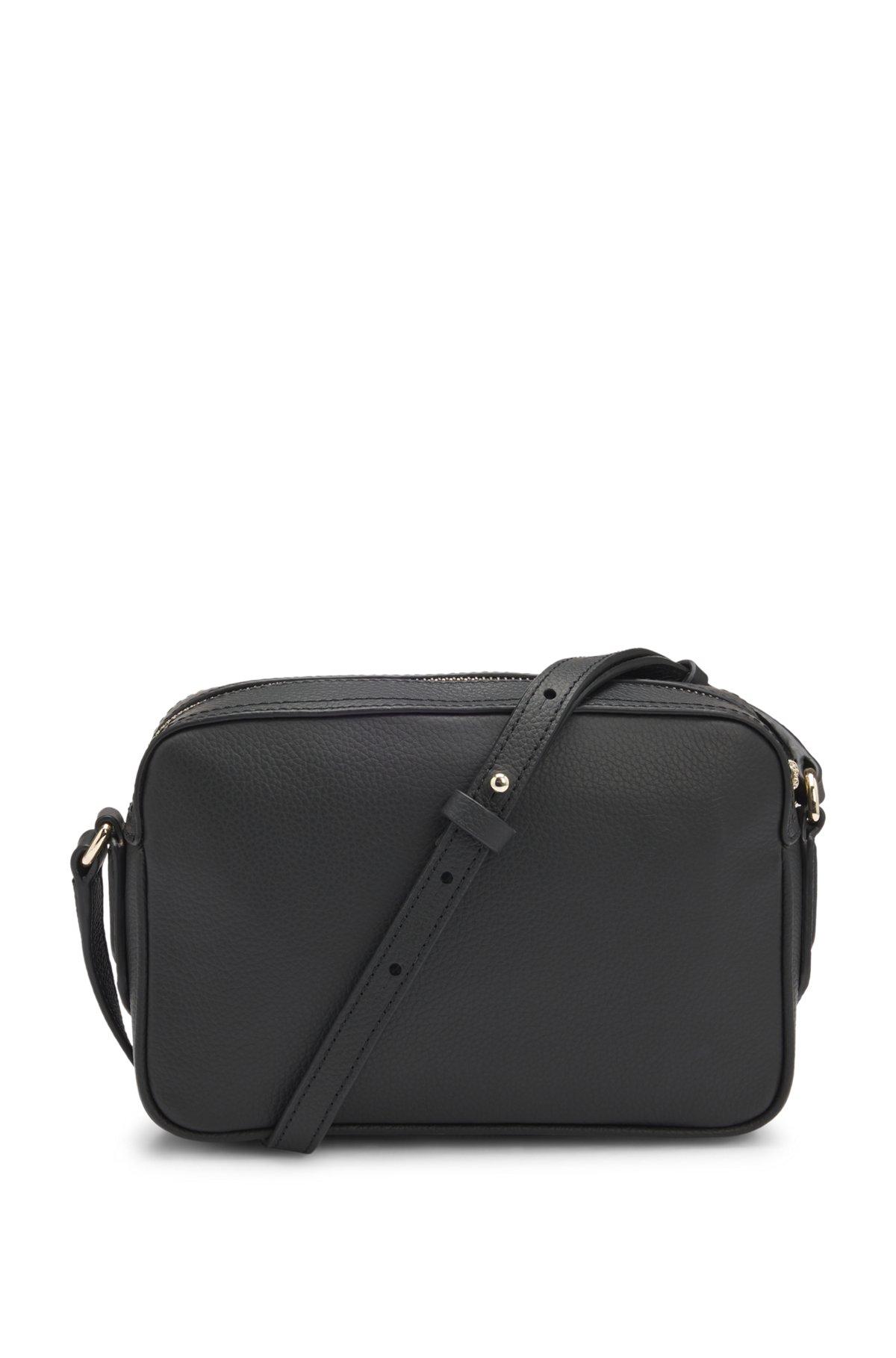 BOSS - Crossbody bag in grained leather with logo lettering - Black Product Image