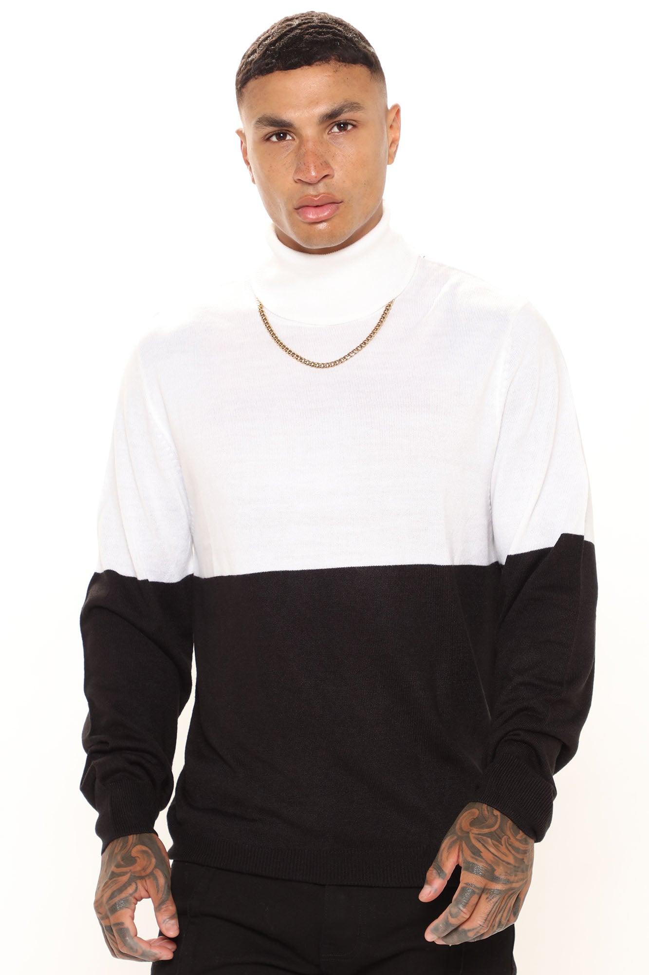 DeAngelo Colorblocked Turtleneck Sweater - Black/White Male Product Image
