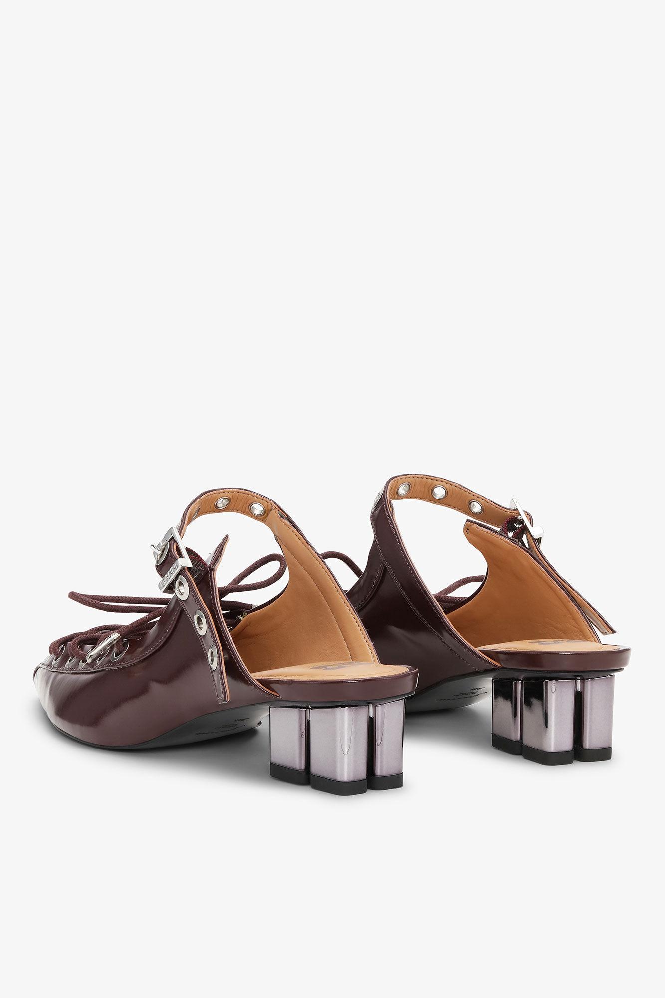 Brown Lace-Up Oleatex Mules Product Image