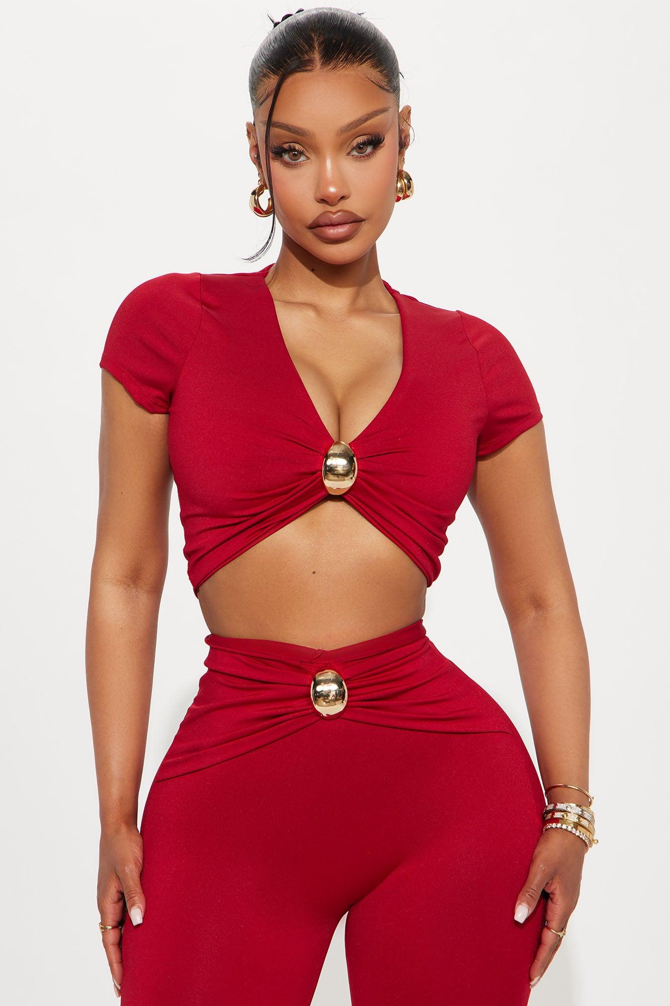Untamed Beauty Flare Pant Set - Red Product Image