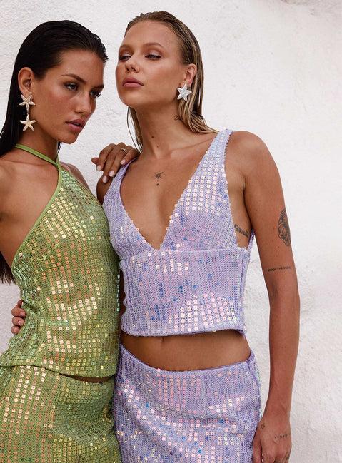 Headliner Shimmer Top Purple Product Image