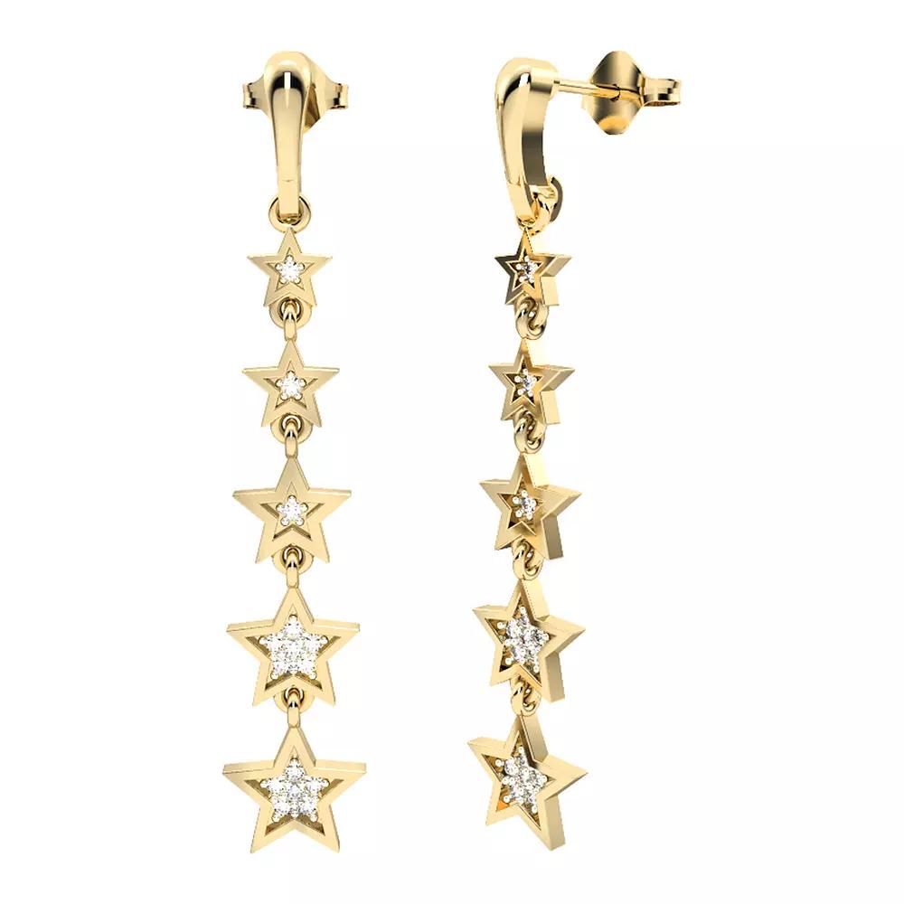 10k Gold Diamond Drop Star Earrings, Women's Product Image