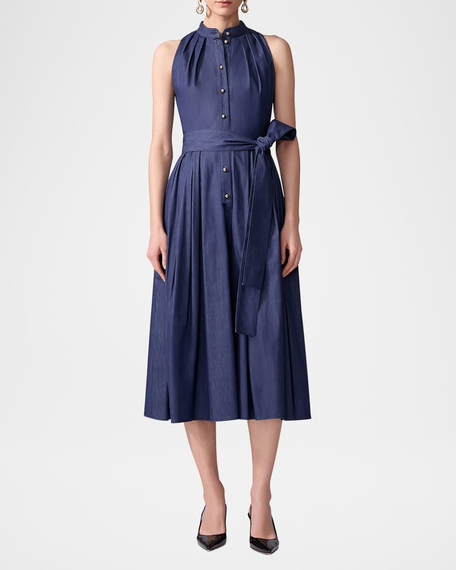 Pleated Self-Tie Full Midi Dress Product Image