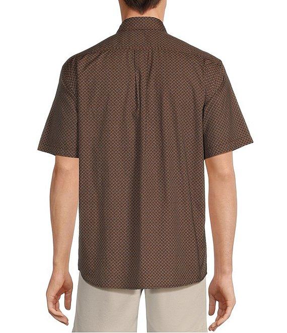Roundtree & Yorke Short Sleeve Geo Print Poplin Sport Shirt Product Image